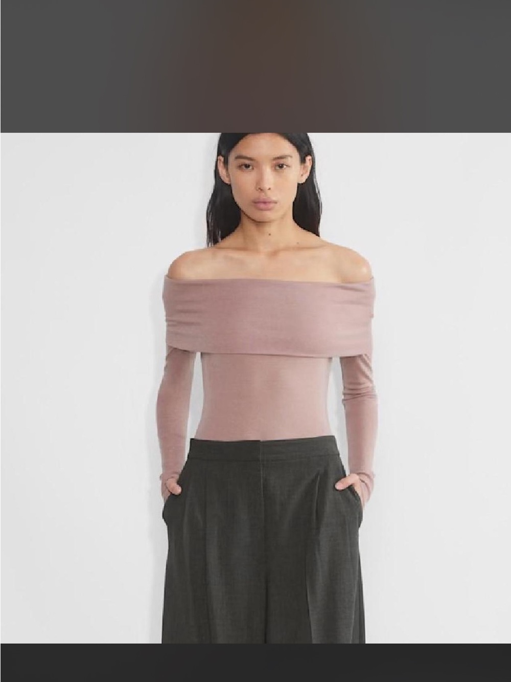 Aritzia Off-Shoulder Long Sleeve Top in Dusty Rose